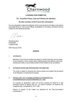 LICENSING SUB-COMMITTEE TO - Charnwood Borough Council