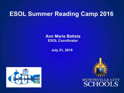 ESOL Summer Reading Camp 2016