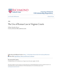 The Use of Roman Law in Virginia Courts