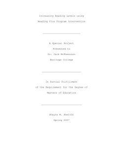 Increasing Reading Levels using Reading Plus Program Intervention