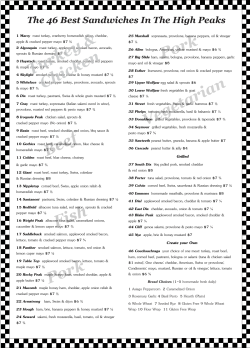 Simply Gourmet - Lake Placid Menus