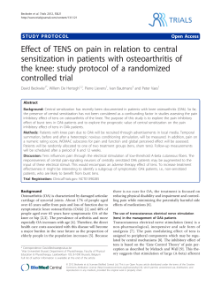 Effect of TENS on pain in relation to central sensitization in patients