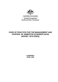 Code of practice for the management and control of asbestos in
