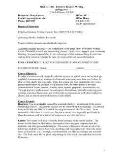 MGT 321-002&ndash; Effective Business Writing