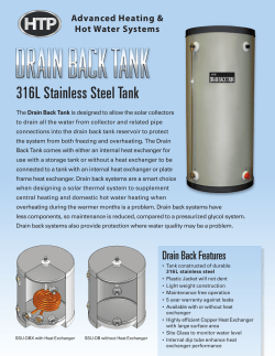 Drain Back Tank Flyer - Heat Transfer Products