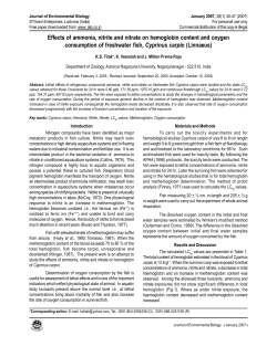 Effects of ammonia, nitrite and nitrate on hemoglobin content and