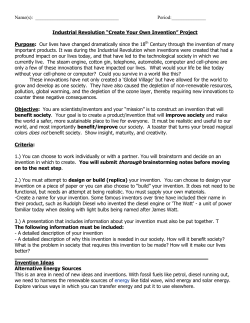 Industrial Revolution &ldquo;Create Your Own Invention&rdquo; Project