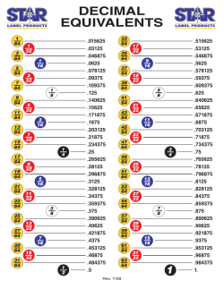 Decimal Equivalents - Star Label Products