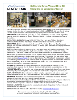 2017 Extra Virgin Olive Oil Sampling Education Center Information