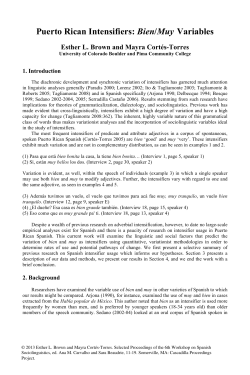 Puerto Rican Intensifiers: Bien/Muy Variables