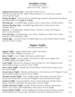 Crepe Creation Cafe Menu