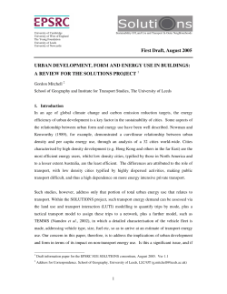 First Draft, August 2005 URBAN DEVELOPMENT, FORM AND