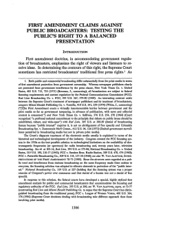 First Amendment Claims Against Public Broadcasters