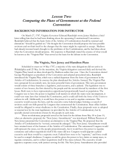 The Plans at the Philadelphia Convention