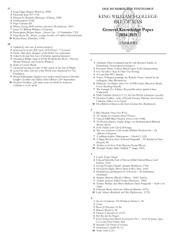 GKP 2014-2015 Answers - King William`s College
