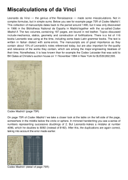 Miscalculations of da Vinci
