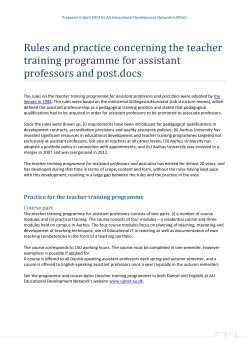 Rules and practice concerning the teacher training programme for
