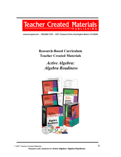 Active Algebra: Algebra Readiness