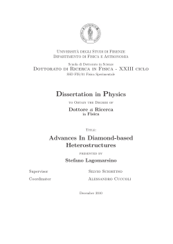 Dissertation in Physics Advances In Diamond