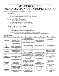 MY PERSONAL DECLARATION OF iNDEPENDENCE