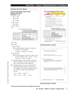 Answer Key &bull; Lesson 7: Measuring Volume of Containers