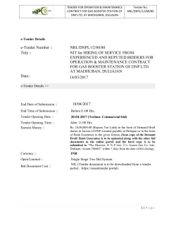 e-Tender Number :: NRL/DNPL/12/80/80 Title :: Date:: NIT