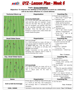Topic: Group Defending In a 15x20 yard grid with small goals on