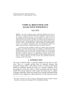 ETHICAL BEHAVIOUR AND ALLOCATIVE EFFICIENCY