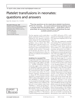 Platelet transfusions in neonates: questions and answers