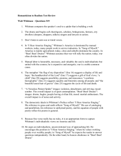 Romanticism to Realism Test Review Walt Whitman &ndash; Questions