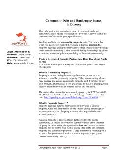 Community Debt and Bankruptcy Issues in Divorce