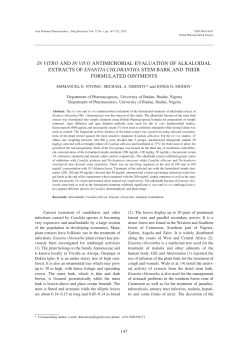 in vitro and in vivo antimicrobial evaluation of alkaloidal extracts of