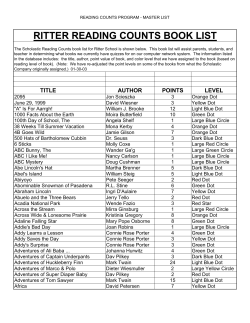 Reading Counts Book List - Ritter Elementary School