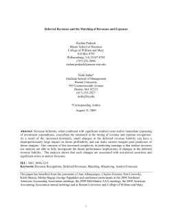 Deferred Revenues and the Matching of Revenues and Expenses