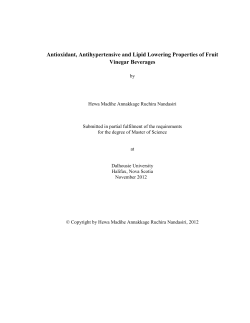 Antioxidant, Antihypertensive and Lipid Lowering