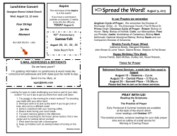 Spread the Word! August 9, 2015