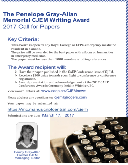 The Penelope Gray-Allan Memorial CJEM Writing Award 2017 Call