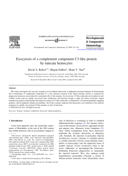 Raftos, D.A., Fabbro, M., Nair, S., 2004. Exocytosis of a complement