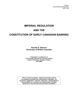 imperial regulation and the constitution of early canadian banking