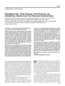 Managed Care, Time Pressure, and Physician Job Satisfaction