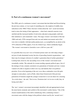 8. Part of a continuous women`s movement?