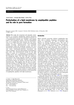 Perturbation of a lipid membrane by amphipathic peptides and its