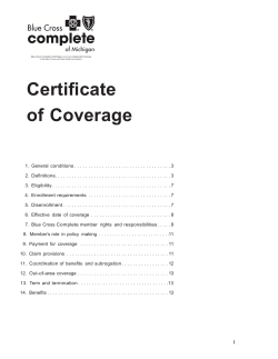 Certificate of coverage