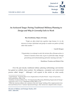An Awkward Tango - Journal of Military and Strategic Studies