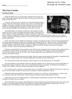 The Iron Curtain - Mr. Zindman`s 6th Grade Class