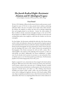 The Jewish Radical Right: Revisionist Zionism and It`s Ideological
