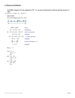 ALGEBRA Suppose M is the midpoint of Use the given information