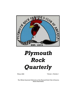 Plymouth Rock Quarterly - Plymouth Rock Fanciers Club of