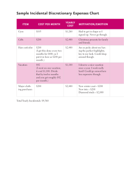 Sample Incidental Discretionary Expenses Chart