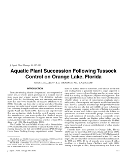 Aquatic Plant Succession Following Tussock Control on Orange